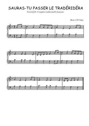 Téléchargez l'arrangement pour piano de la partition de Sauras-tu passer le tradéridéra en PDF